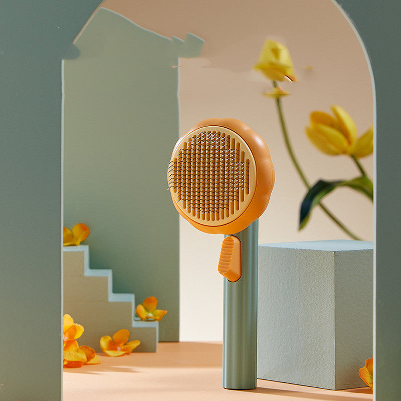 Modern Minimalist Self-Cleaning Pet Grooming Brush - 8-Inch Comb