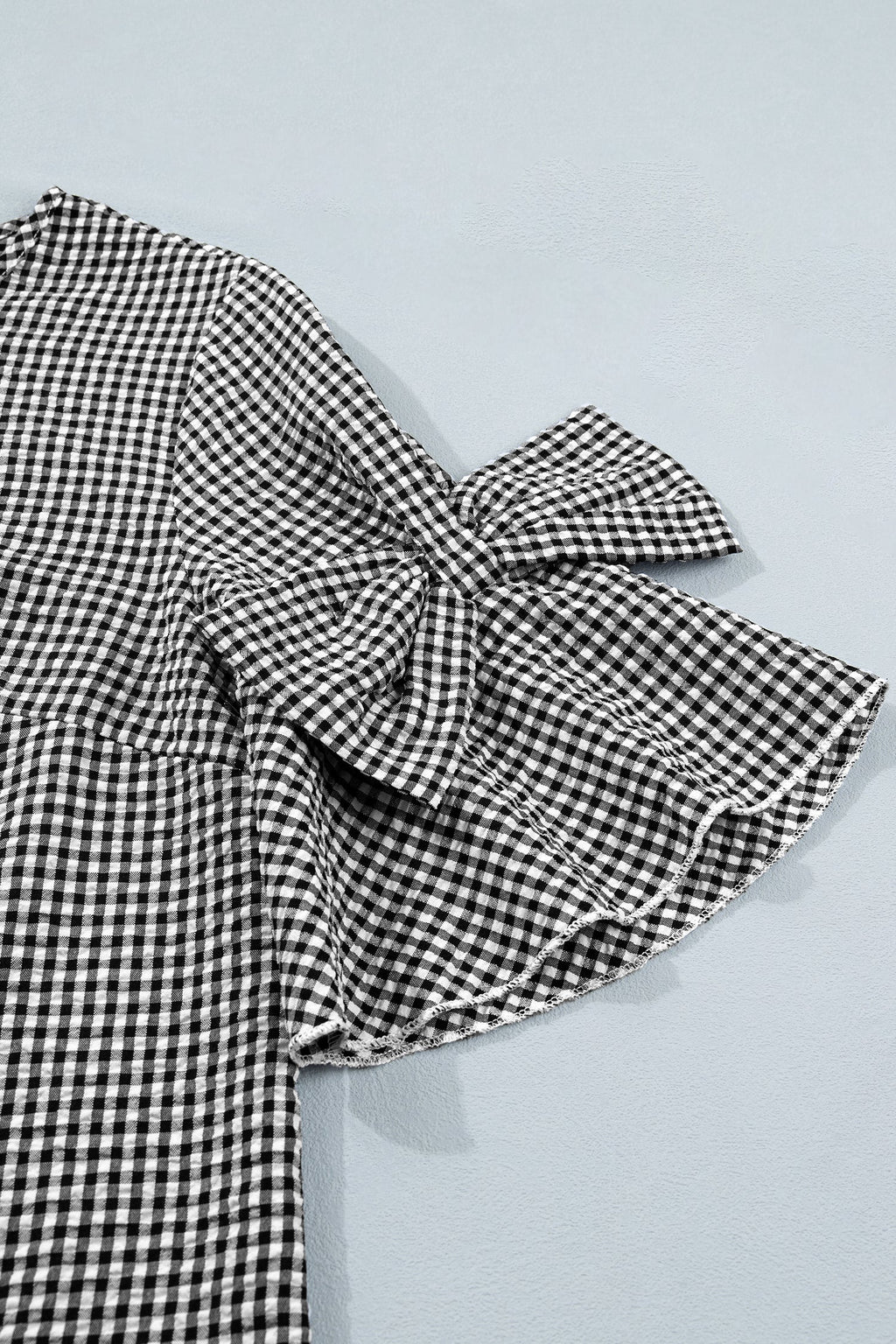 Carolina Ruffled Half Sleeve Blouse with Bow Detail and Plaid