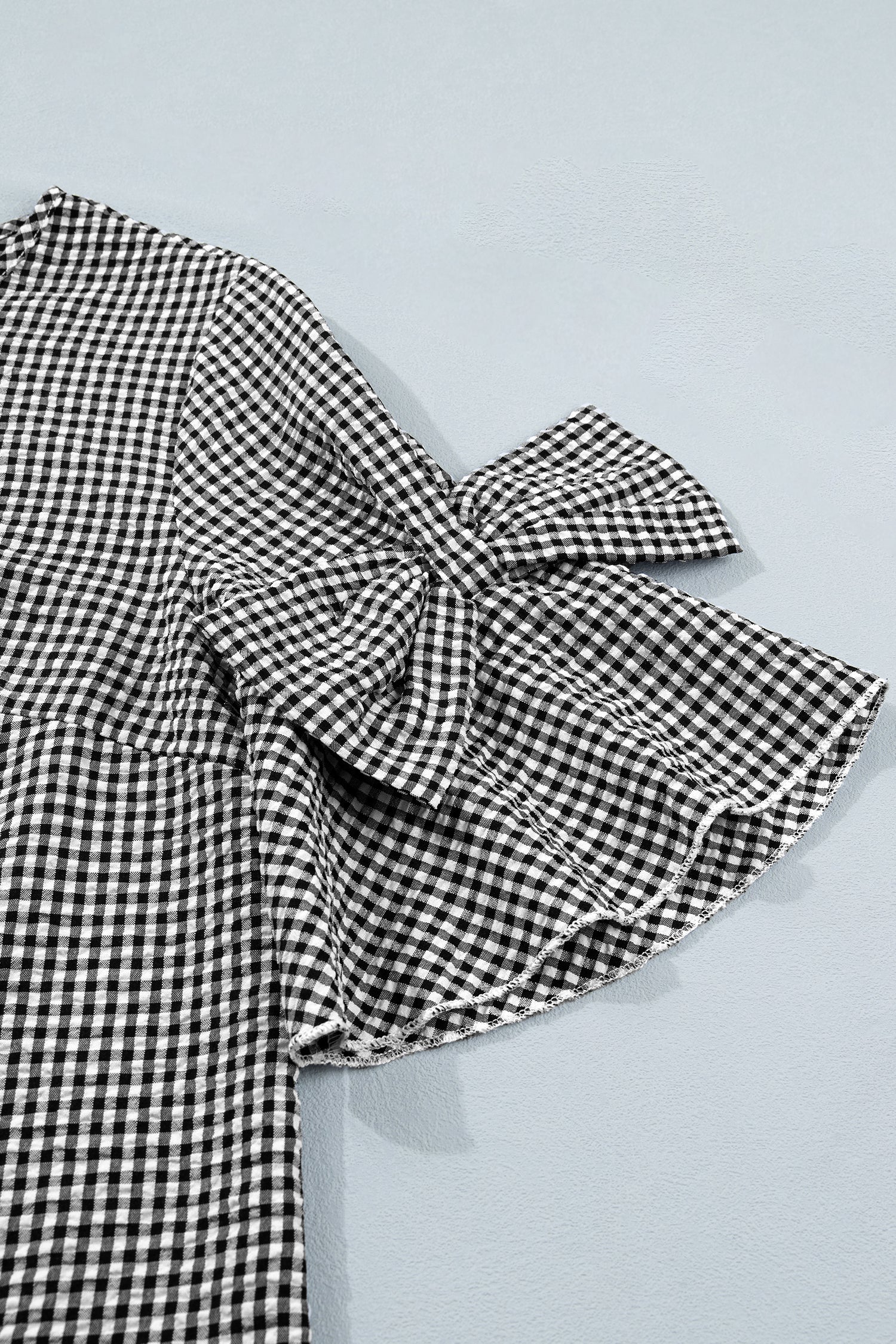 Carolina Ruffled Half Sleeve Blouse with Bow Detail and Plaid