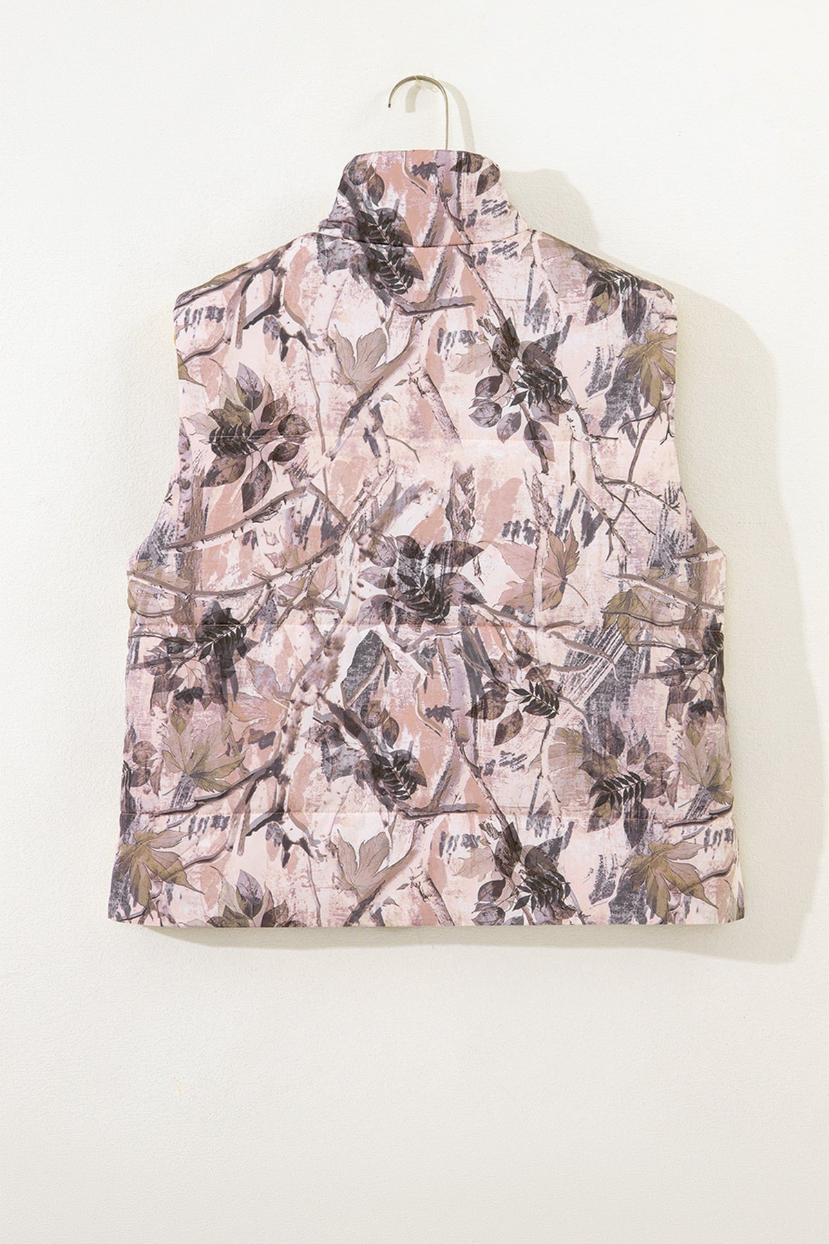 Woodland Camo Collared Sleeveless Puffer Vest