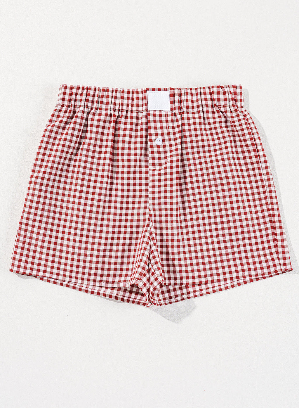 Red Plaid Gingham High Waist Shorts | Cotton Print