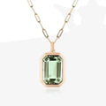 Molly Zircon Pendant Necklace in green featuring a square stone with 18k gold plated finish.