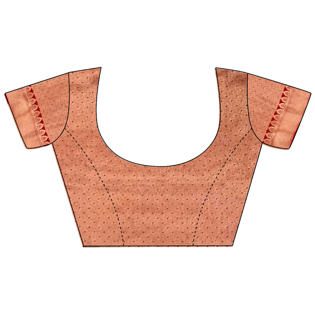 Peach Flower Jall Pattern Soft Silk Banarasi Saree for Women