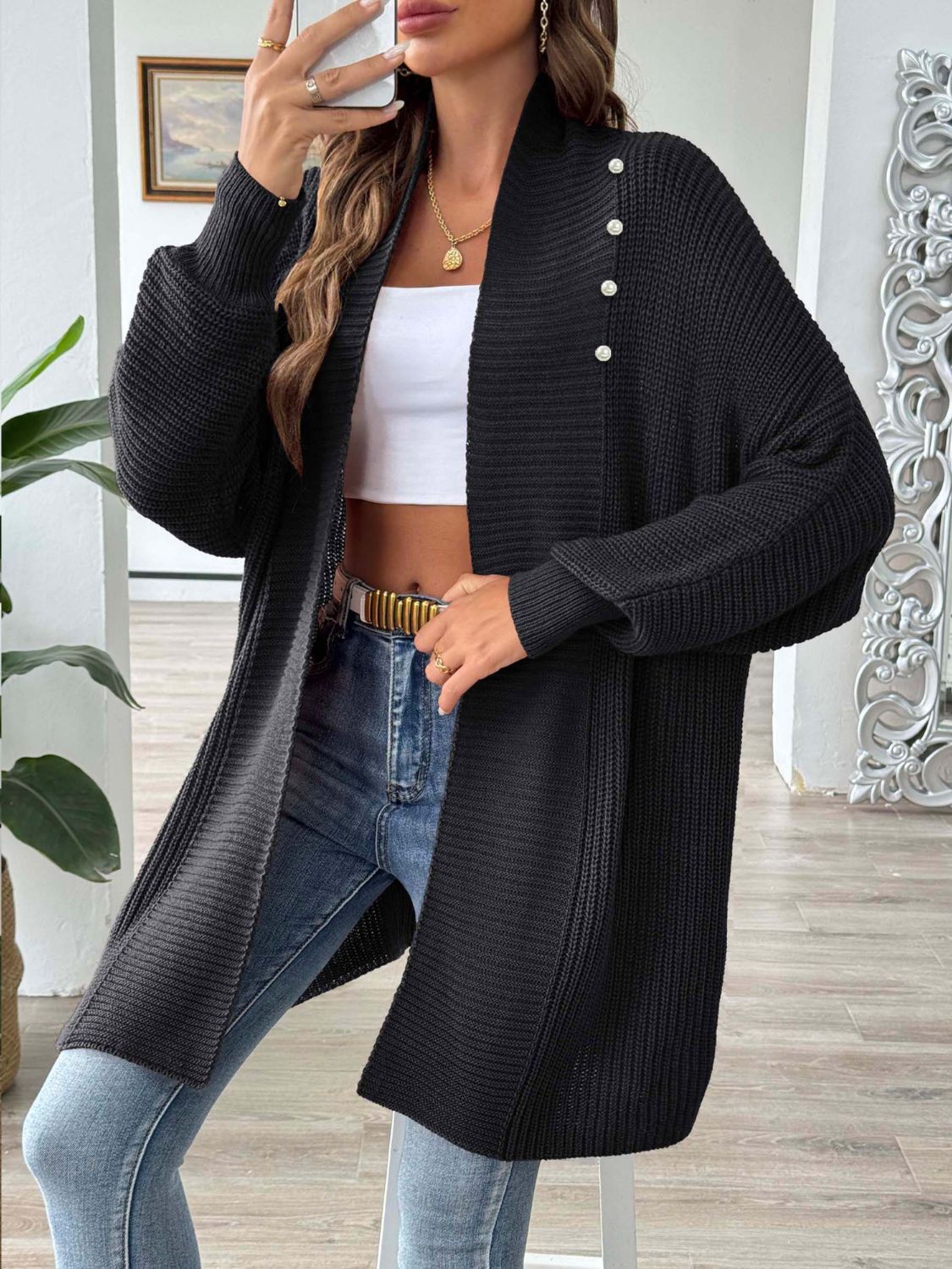 Women's Open Front Long Sleeve Knit Cardigan Lightweight Layer