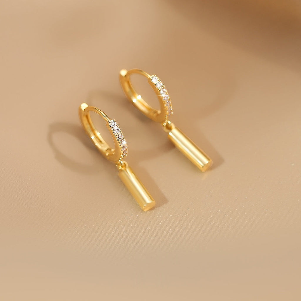 Cylindrical Geometric 14k Gold Nano-Coated Clip-On Earrings