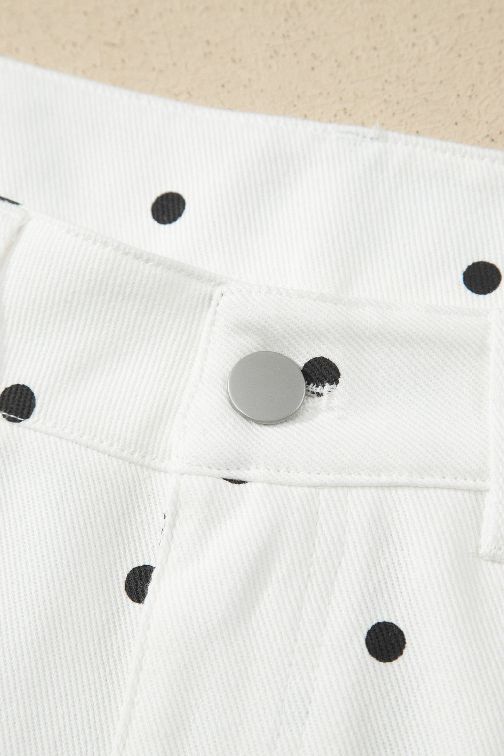 Elise Embroidered Polka Dot Scallop Hem Denim Shorts