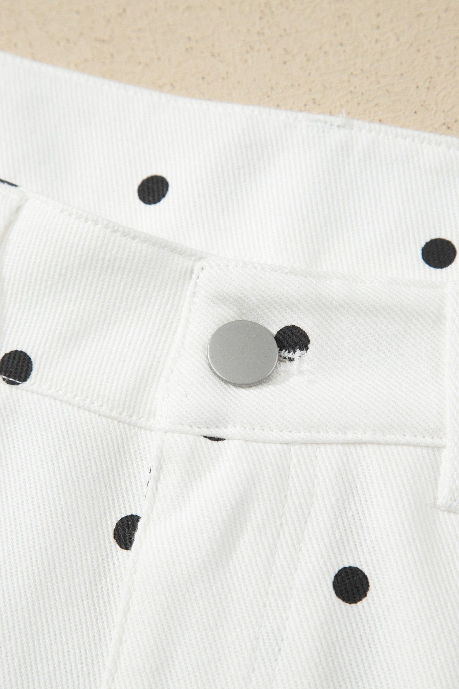 Elise Embroidered Polka Dot Scallop Hem Denim Shorts