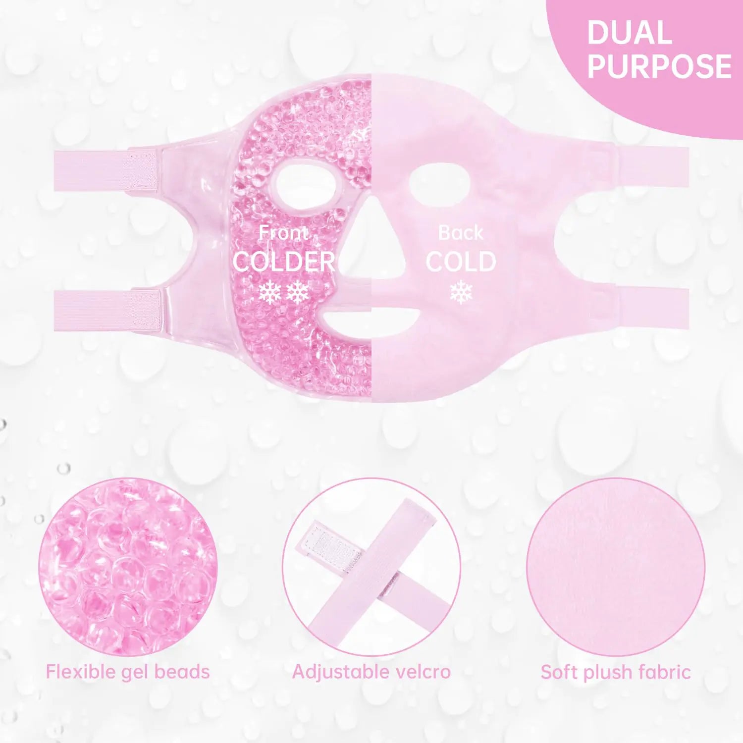 Face Eye Mask Ice Pack for Reducing Puffiness, Bags Under Eyes, Puffy Dark Circles, Migraine,Hot/Cold Pack with Soft Plush Backing (Pink #19) Pink #19