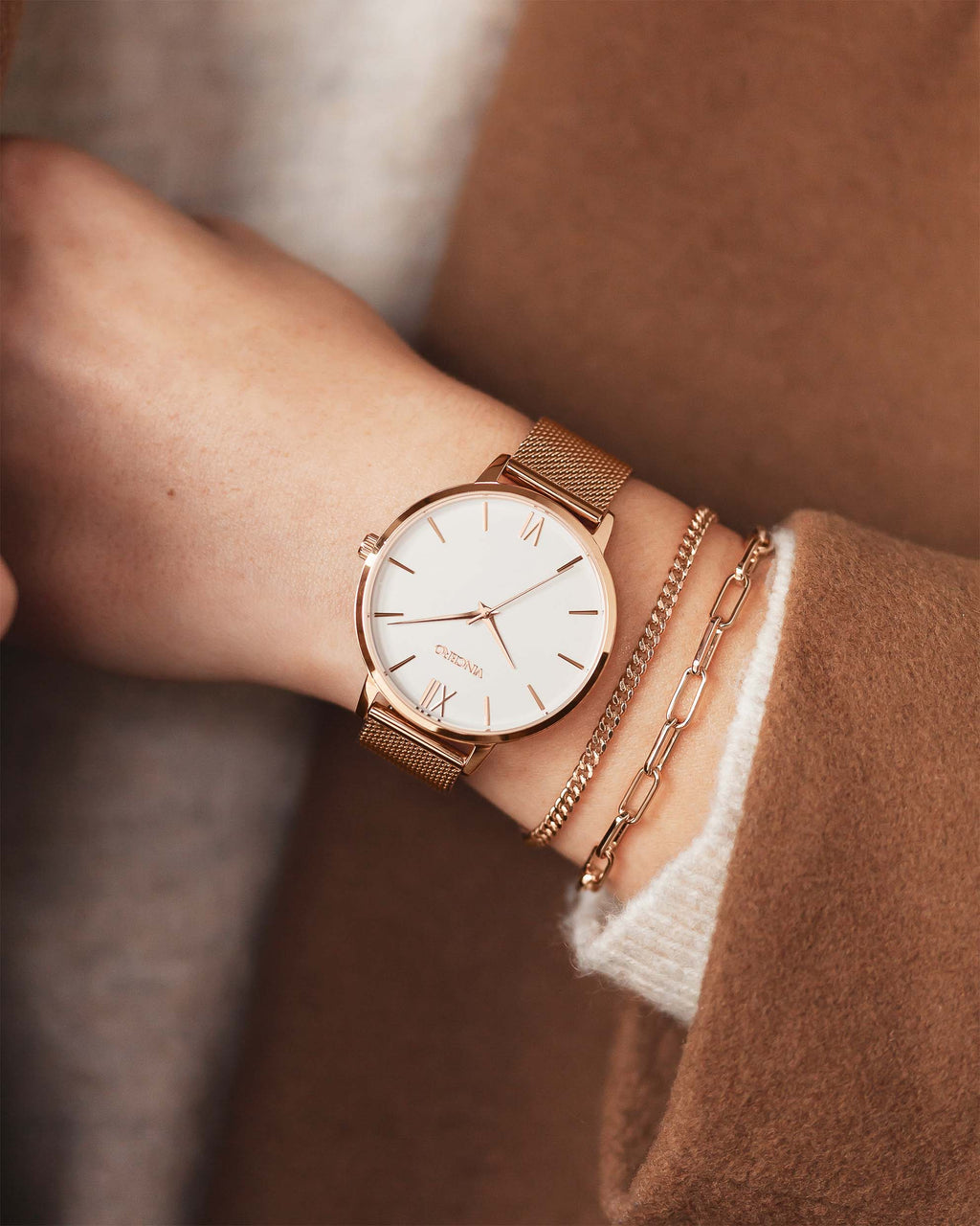 Rose Gold Chain Link Bracelet - Adjustable Stainless Steel