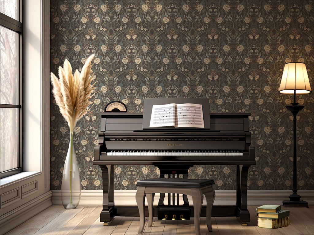 Winslow Floral Wallpaper – Beige, Cream, Pale-pink & Sage-green