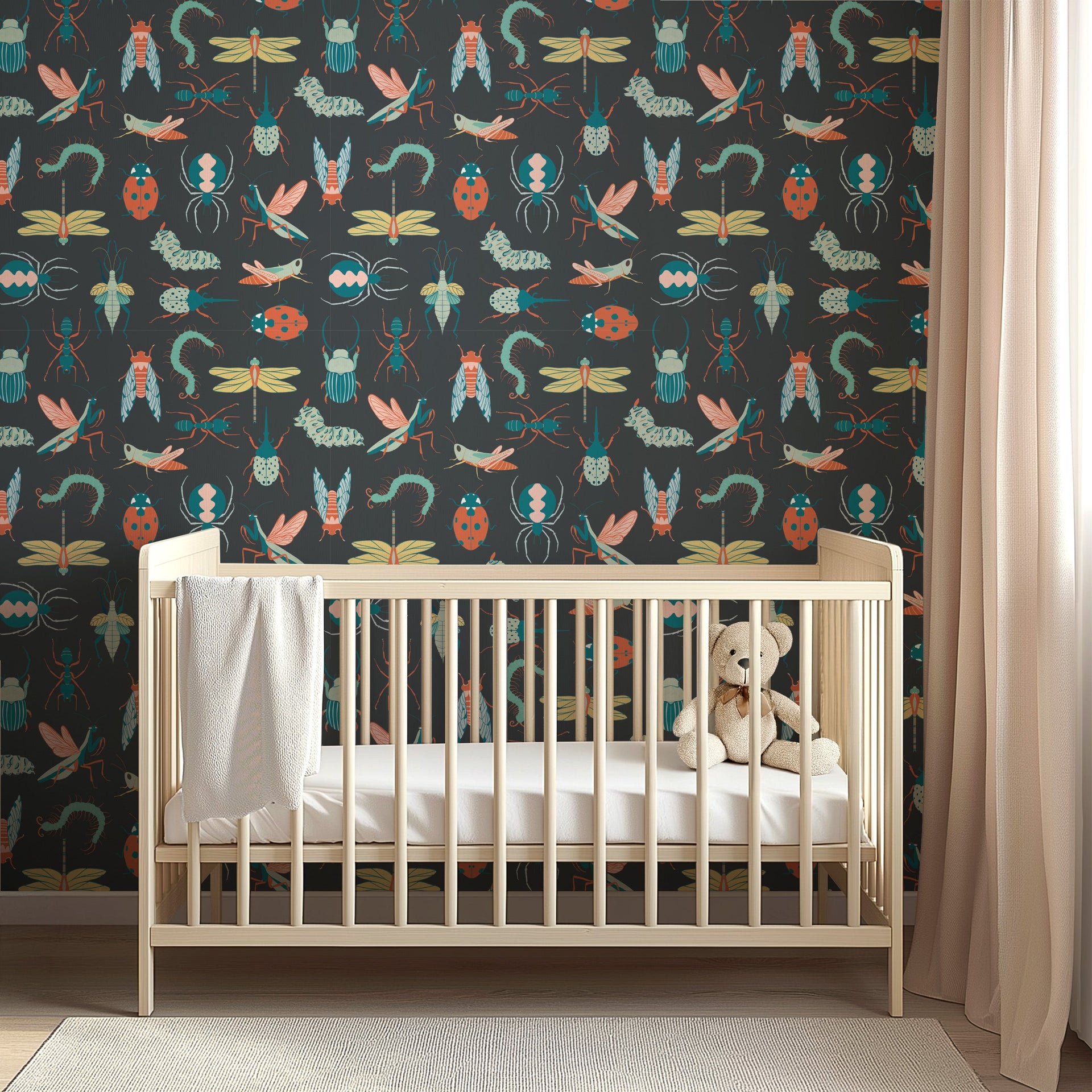 Flick Whimsical Nature-Inspired Removable Wallpaper, Sage Green