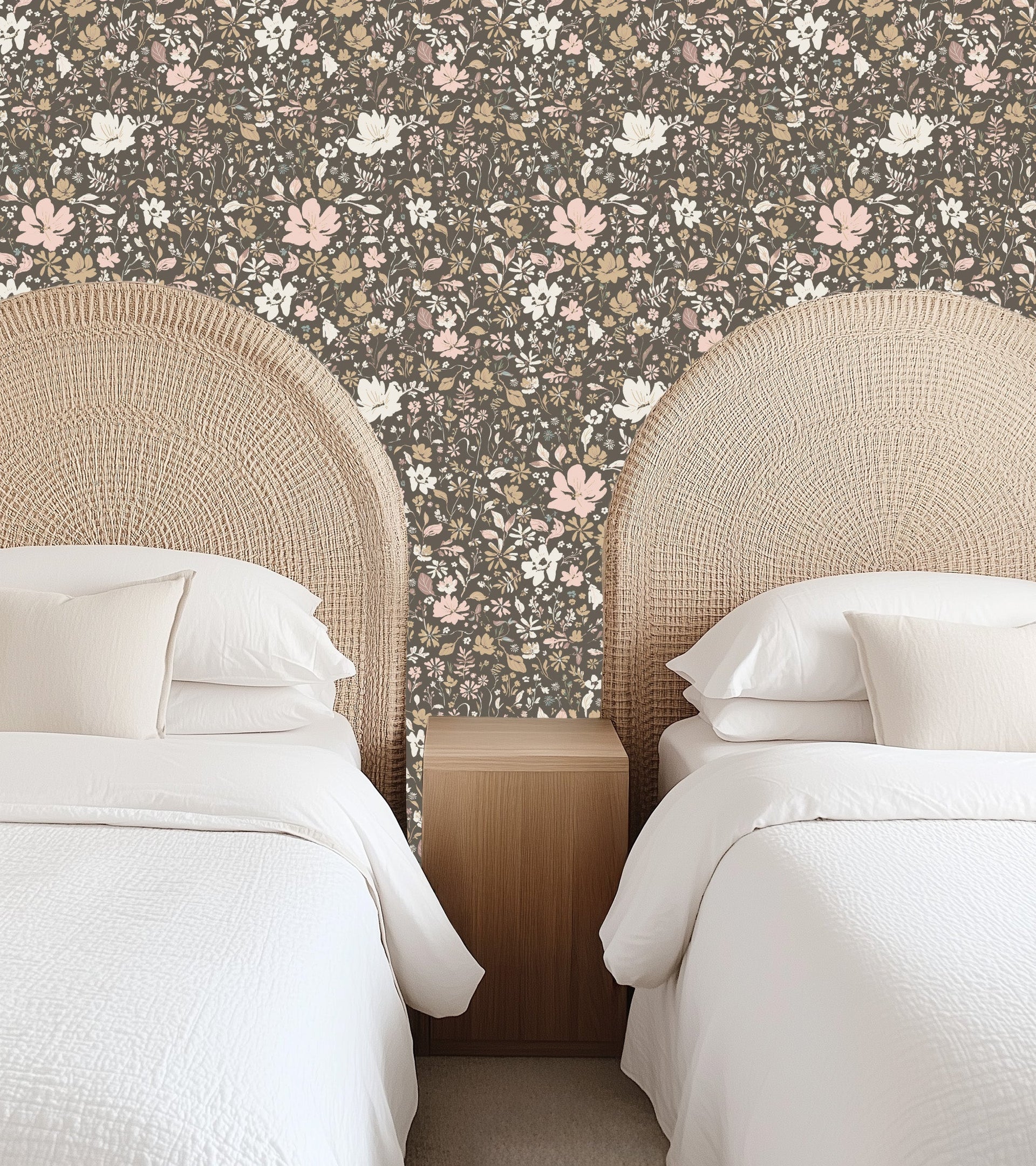 Martie Floral Removable Wallpaper in Pink and Sage-Green