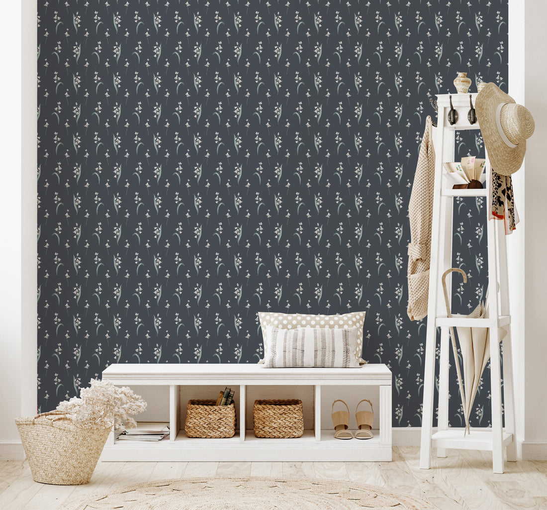 Bria Floral Removable Wallpaper in Beige, Pale Blue and Green