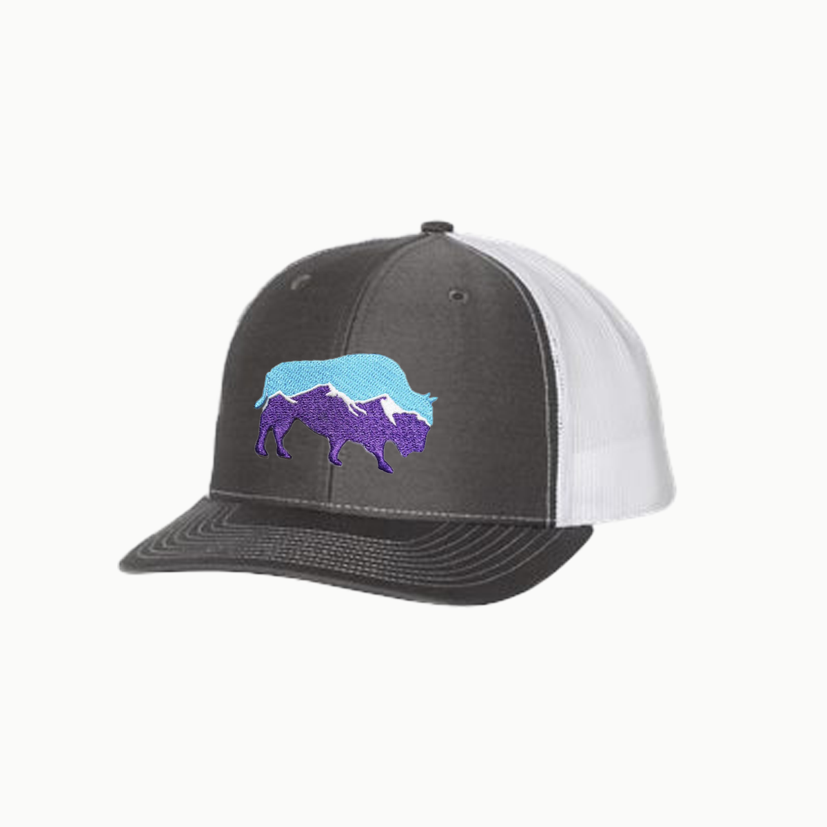 Mountain Bison Curved Bill Trucker Snapback - Mesh Back Cap
