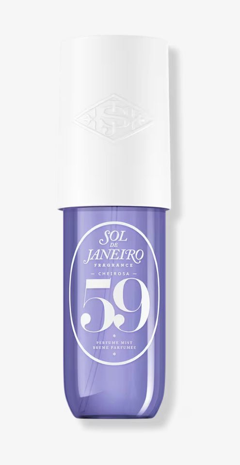 Bottle of Cheirosa 59 Hair & Body Perfume Mist, a woody vanilla scented spray for hair and body.