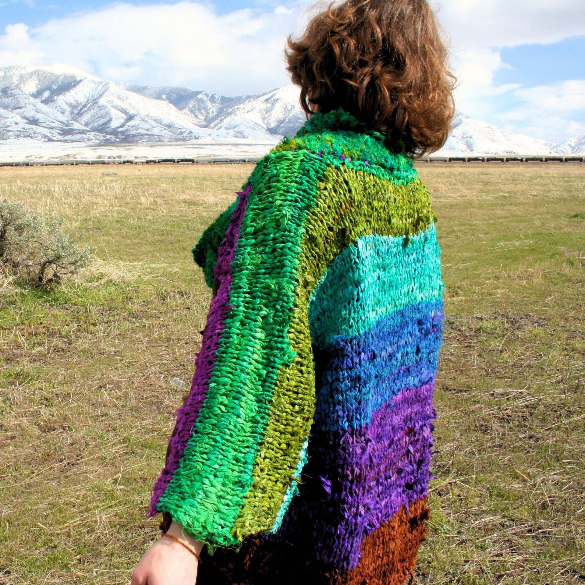 Rainbow Ribbon Kimono Jacket Knit Pattern for Colorful Layering