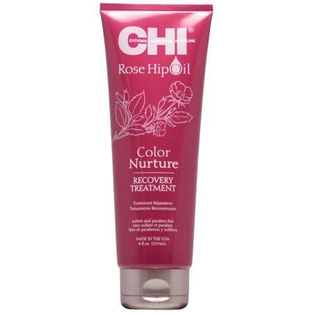 CHI Rose Hip Oil Color Nurture Recovery Treatment 8 oz bottle for color-treated hair