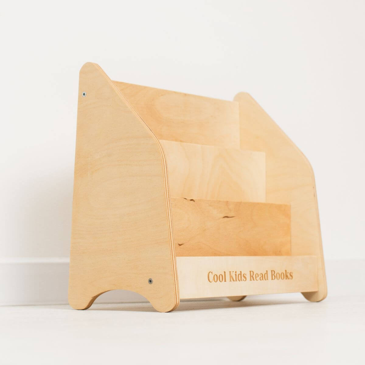 Minimalist Montessori Bookshelf for Toddlers in Natural Wood & Green