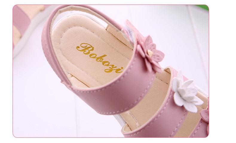 Girls Floral Flat Sandals – Open-Toe Summer Party Dress Shoes