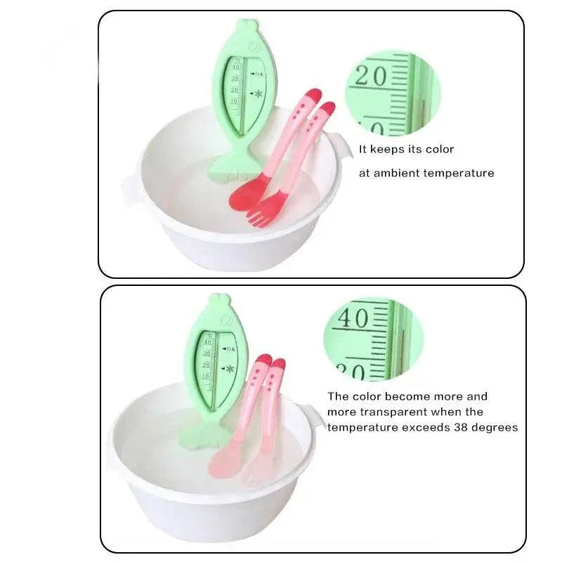 Baby Suction Bowl and Temperature Sensing Spoon Set - Blue/White