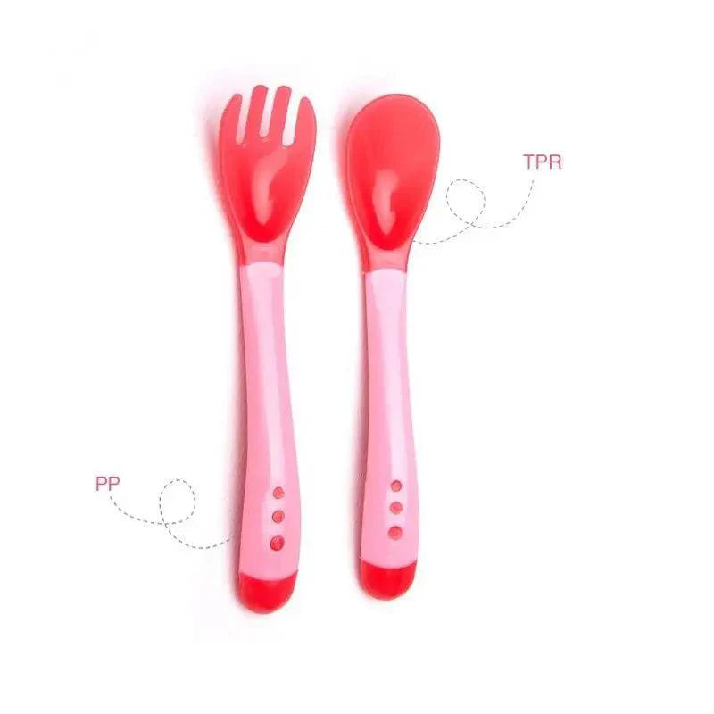 Baby Suction Bowl and Temperature Sensing Spoon Set - Blue/White