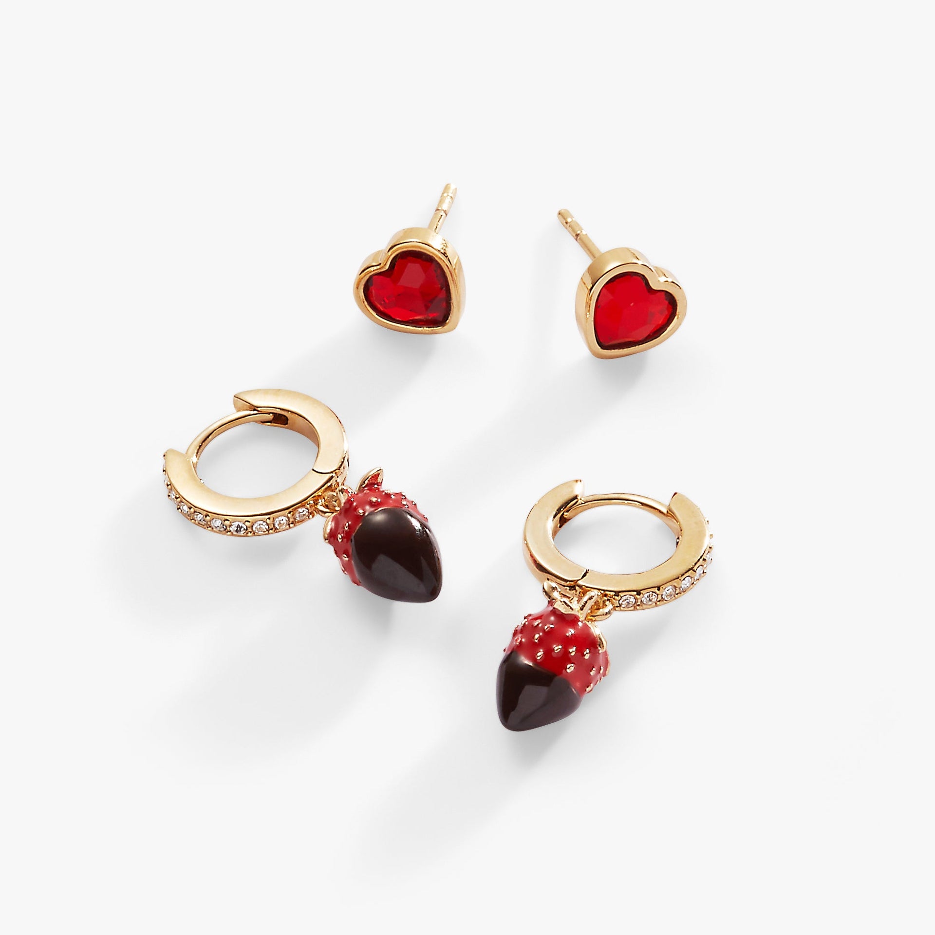 Chocolate-Covered Strawberry Earrings Set of 2 Valentine Charm
