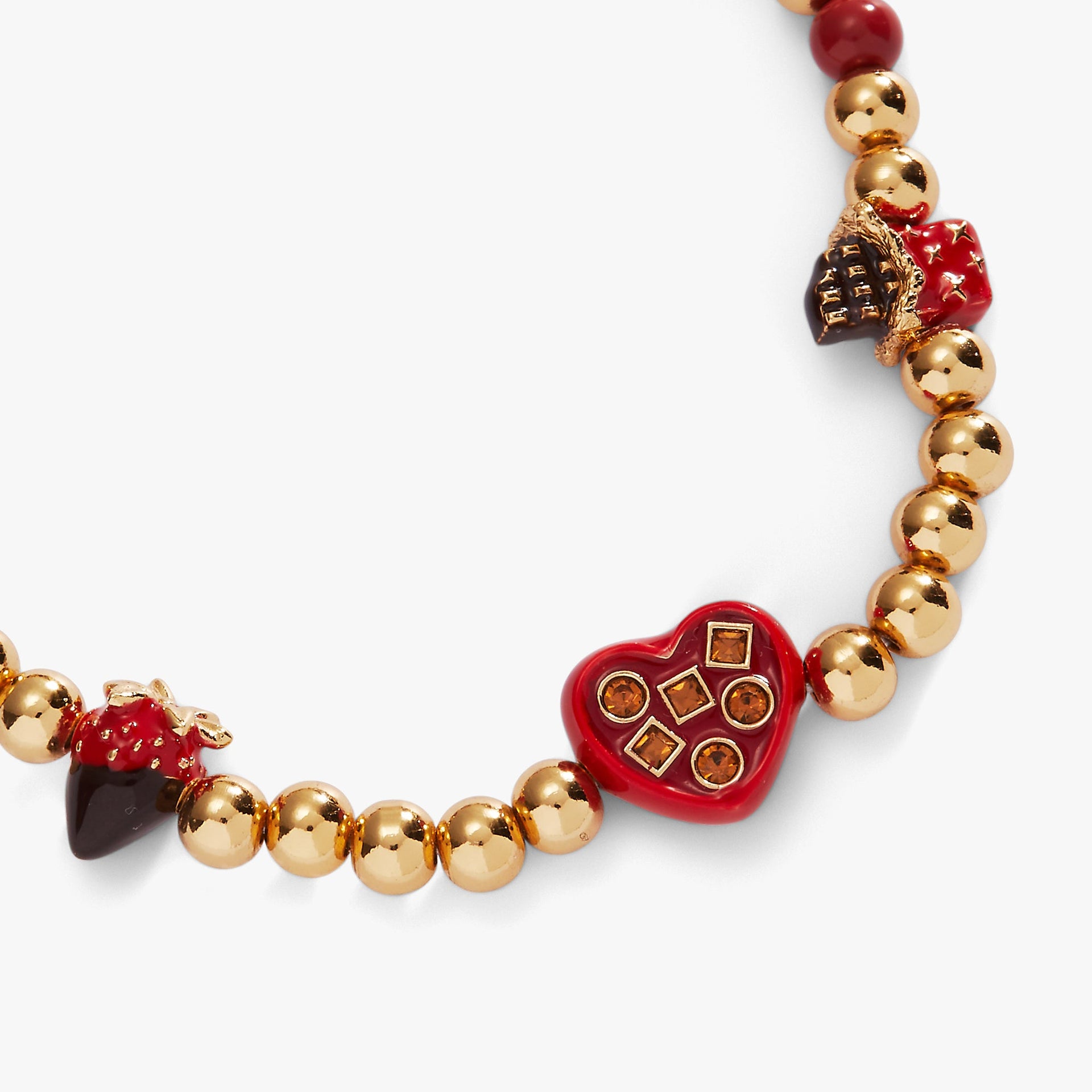 Chocolate Charm Stretch Bracelet Gold-Tone Sweet Jewelry Gift