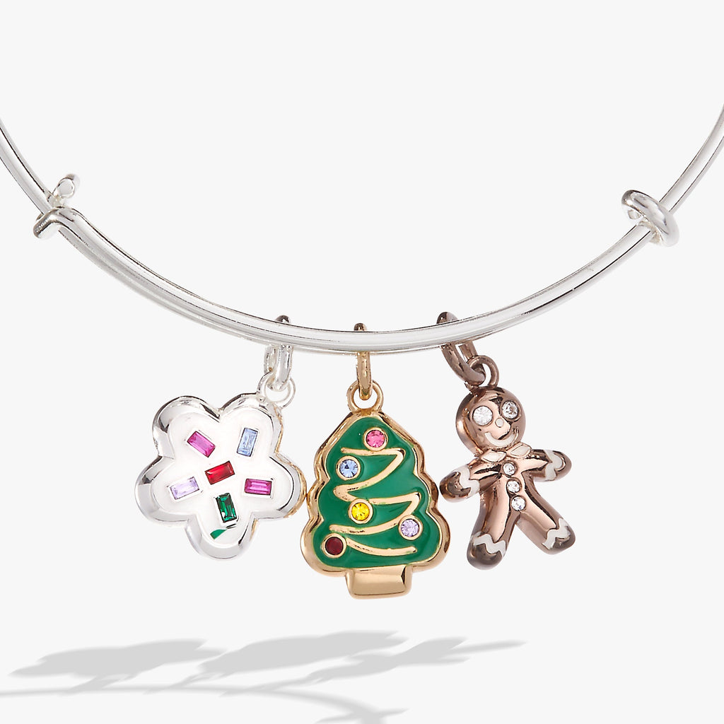 Holiday Christmas Cookies Expandable Charm Bangle Bracelet
