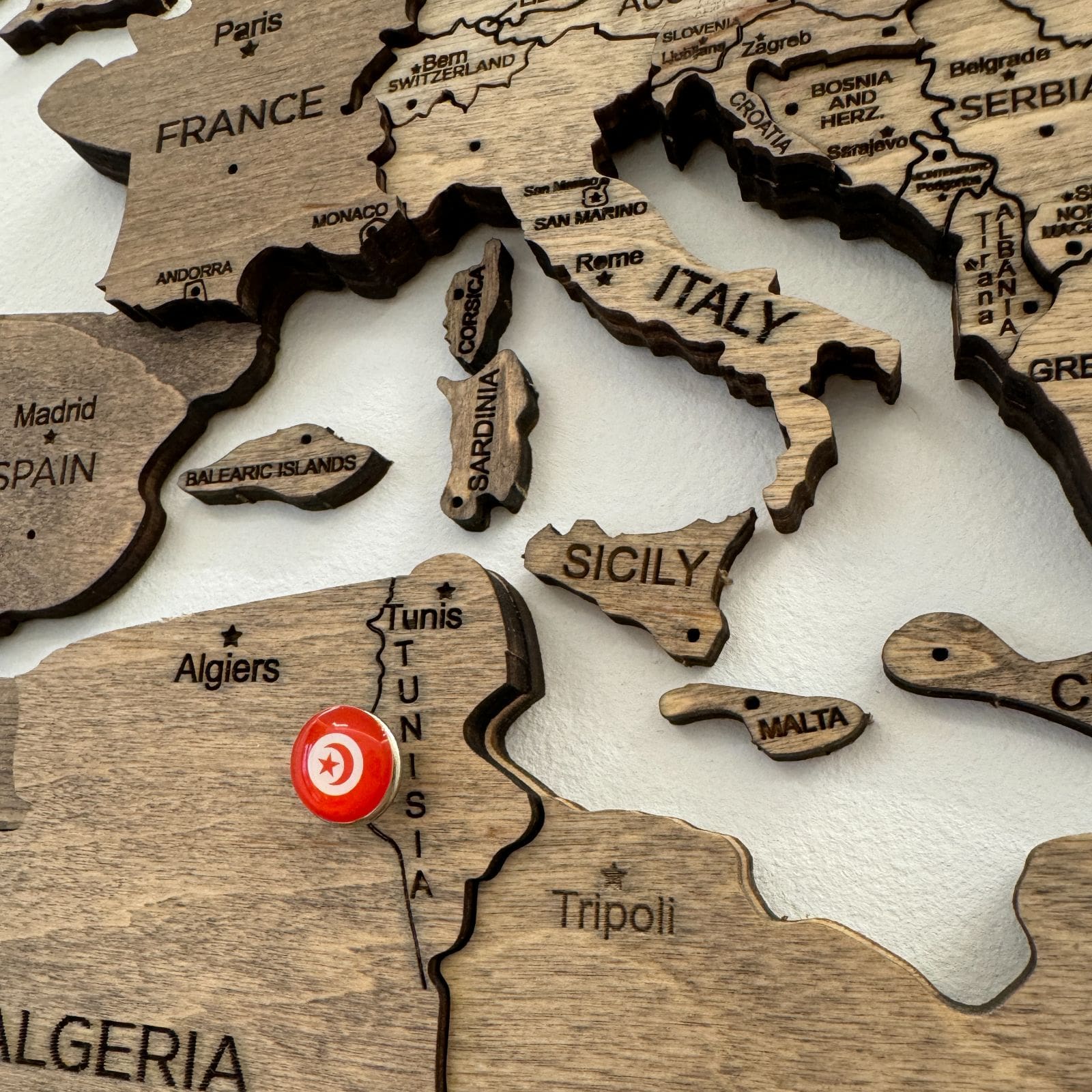 Terra Wooden Travel Map for Christmas and Home Decor