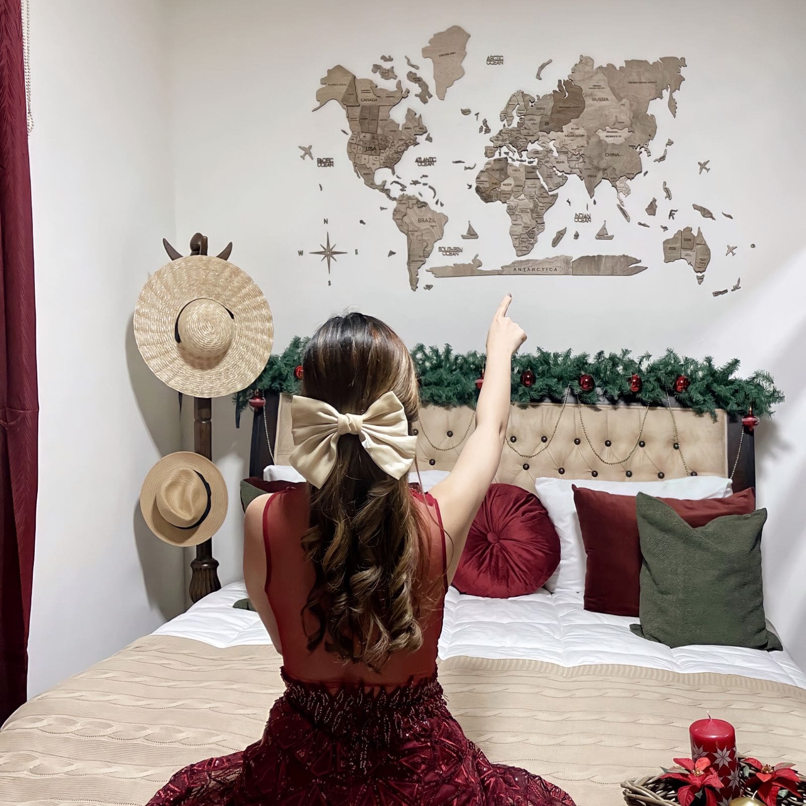 Terra Wooden Travel Map for Christmas and Home Decor