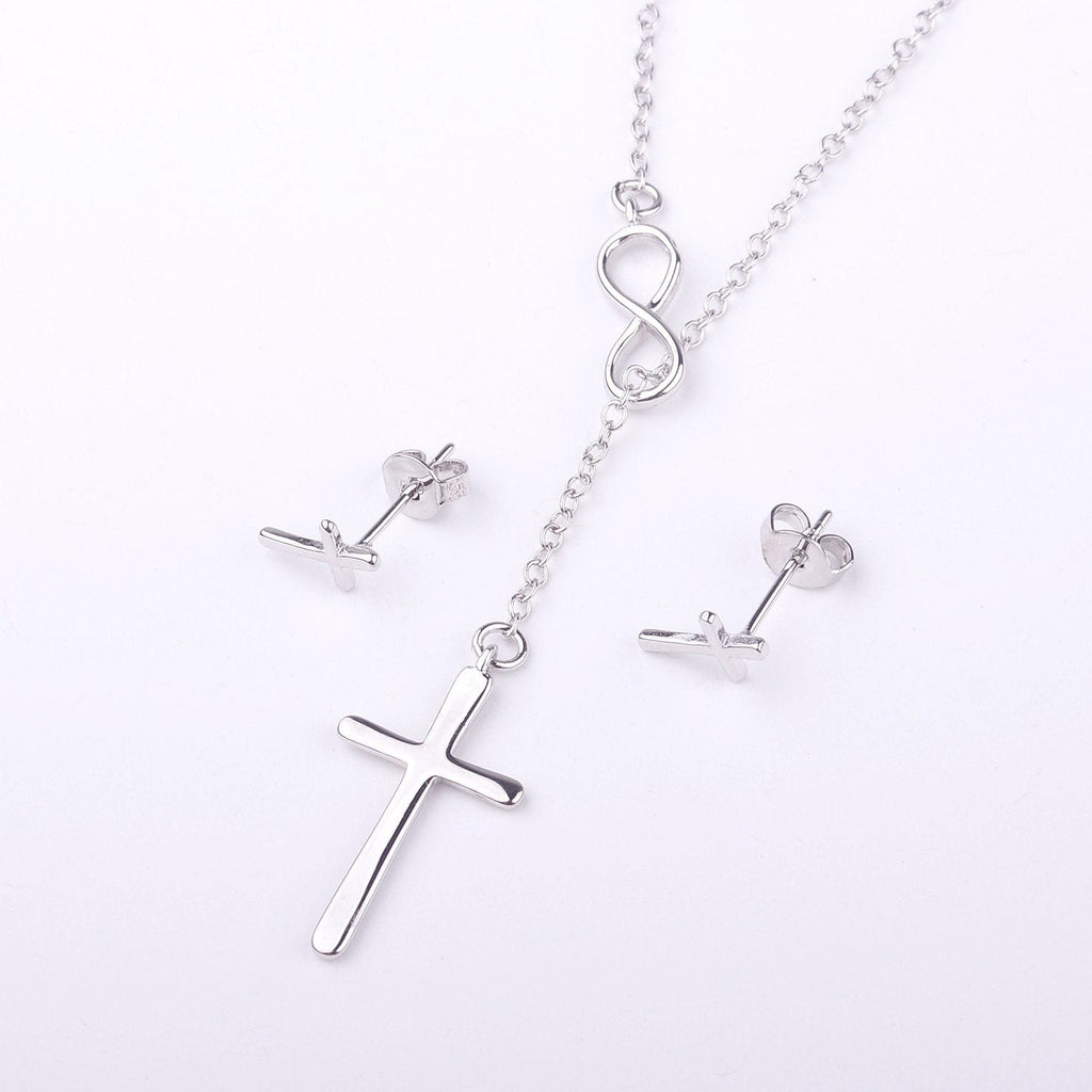 Christmas Gift for Christian  Cross earring and Necklace Set Jewelry Set