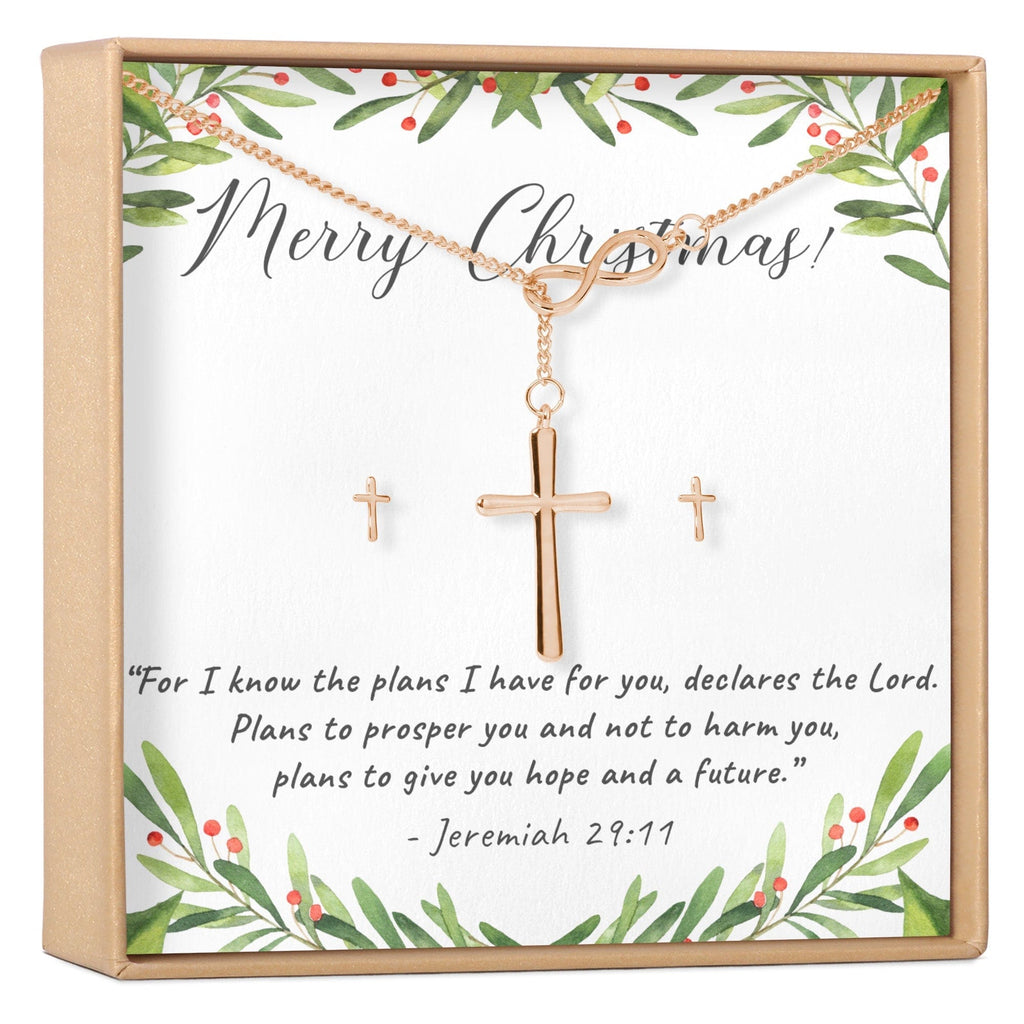 Christmas Gift for Christian  Cross earring and Necklace Set Jewelry Set