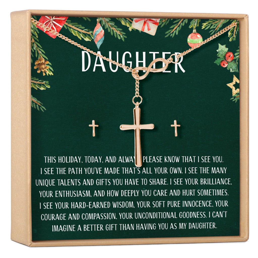 Christmas Gift for Daughter Cross earring and Necklace Set Jewelry Set