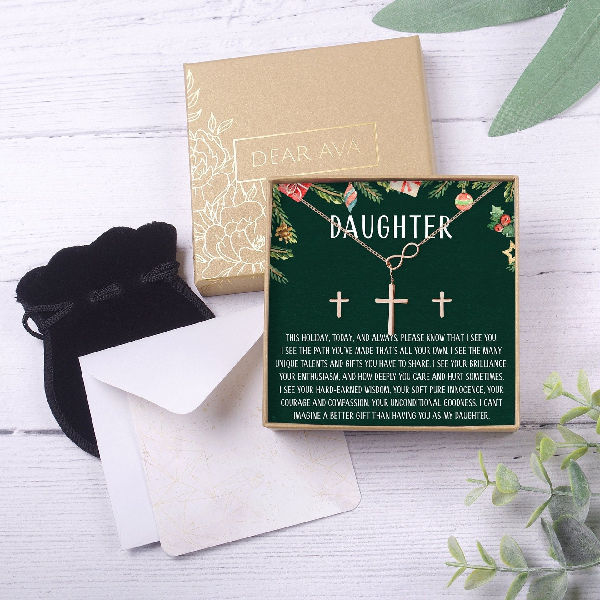 Christmas Gift for Daughter Cross earring and Necklace Set Jewelry Set