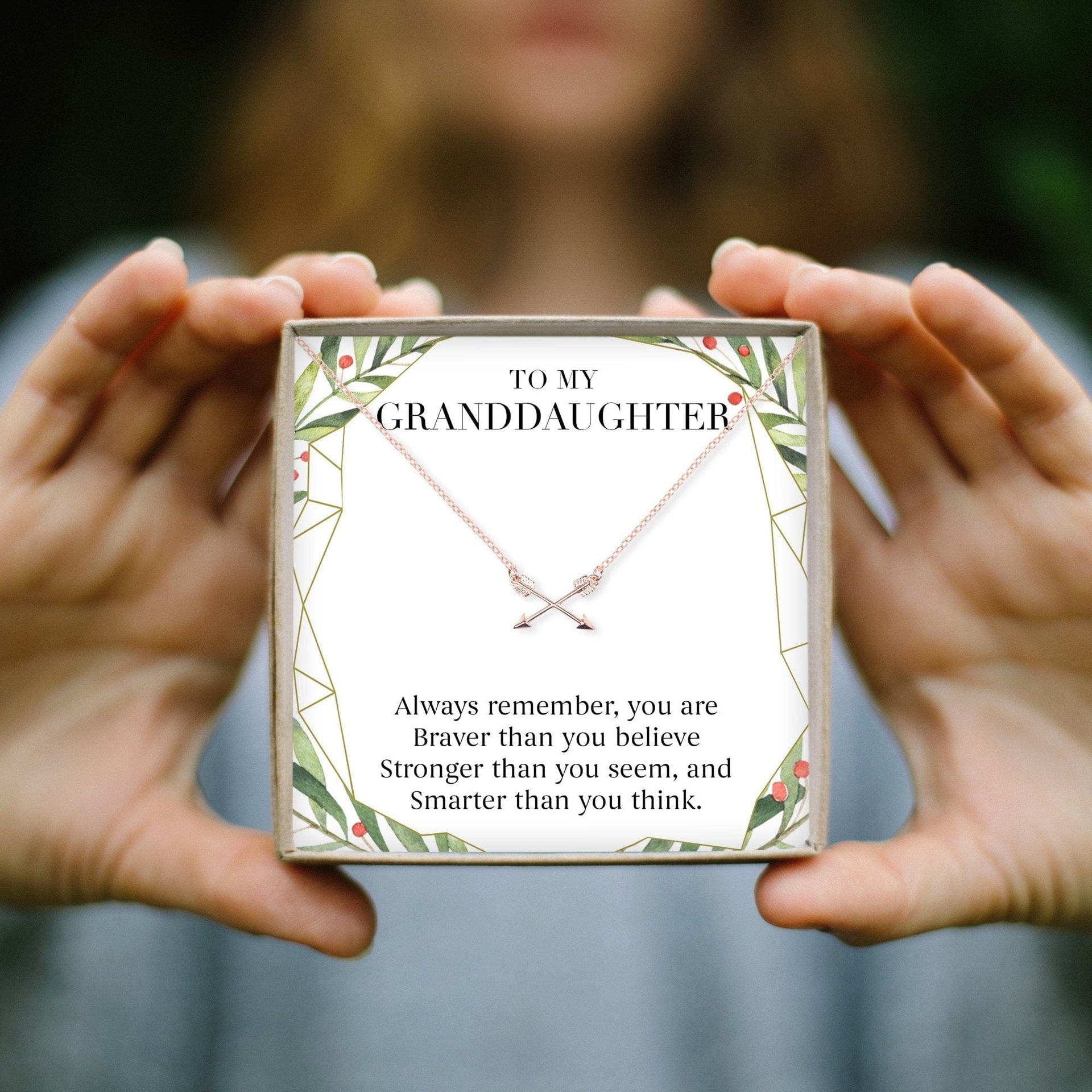 Christmas Gift for Granddaughter Double Intersecting Arrows Necklace