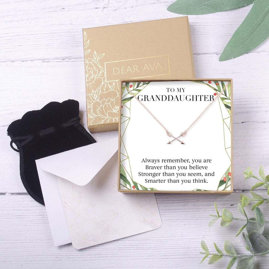Christmas Gift for Granddaughter Double Intersecting Arrows Necklace