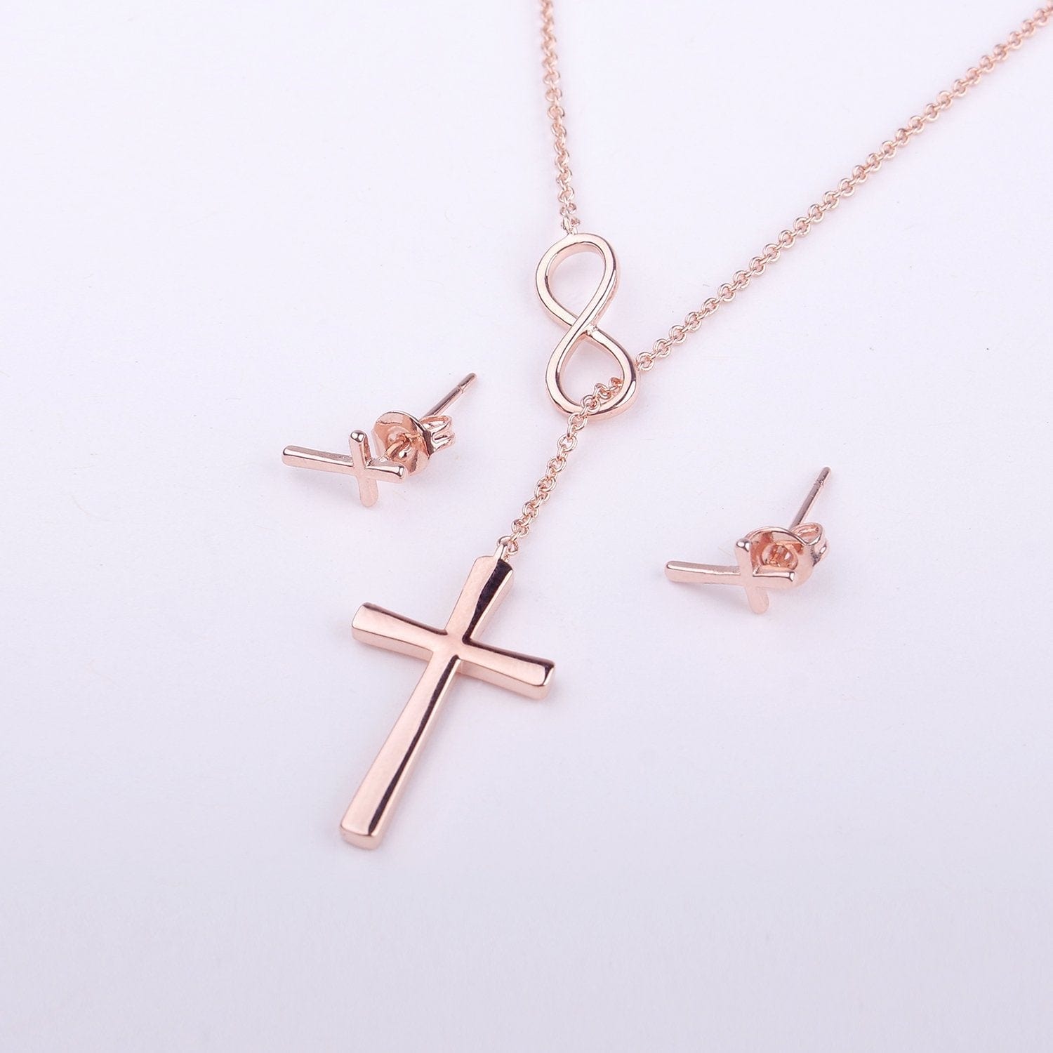 Christmas Gift for Nurse Cross earring and Necklace Set Jewelry Set