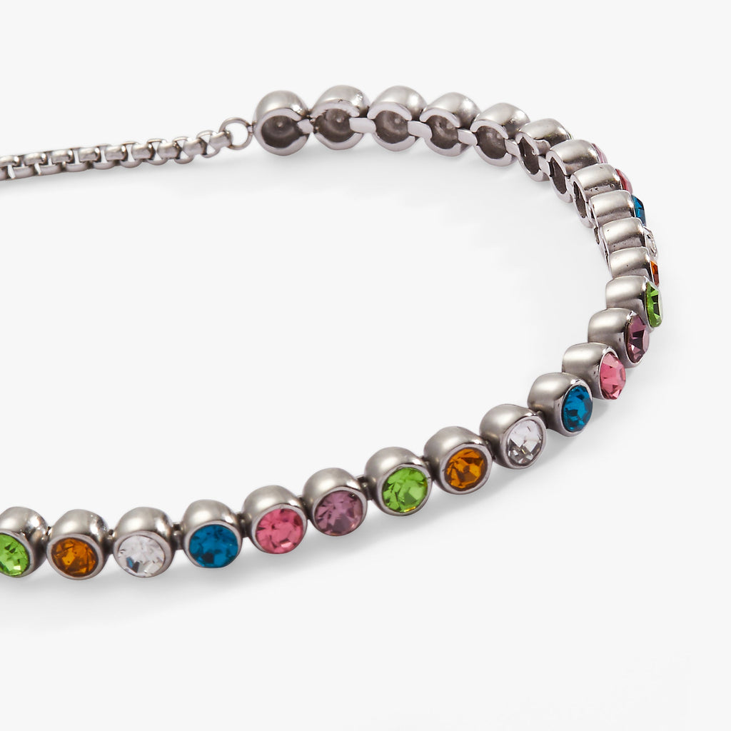 Colorful Crystal Tennis Bolo Bracelet in Gold-Tone