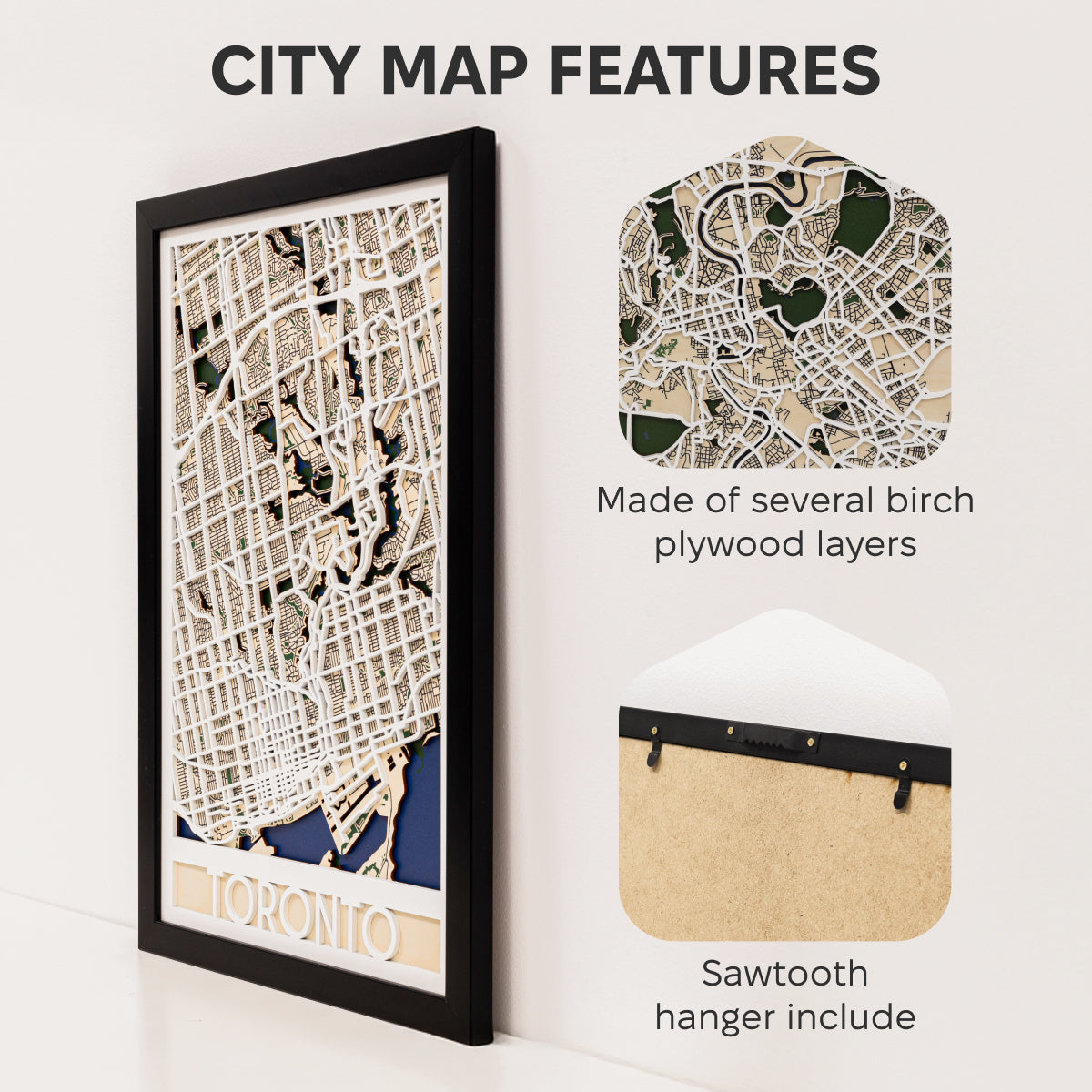 3D City Map Kyiv Wooden Wall Art Modern Geometric Map Decor