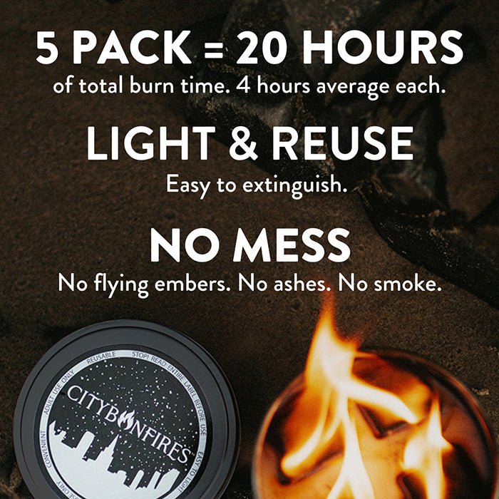 Portable Metal Fire Pit - 5 Pack Unscented Outdoor Fire Bowl