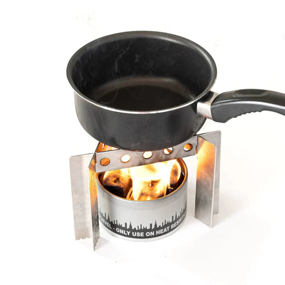 Portable Camping Stove and Cooking Accessory Kit - Industrial Metal