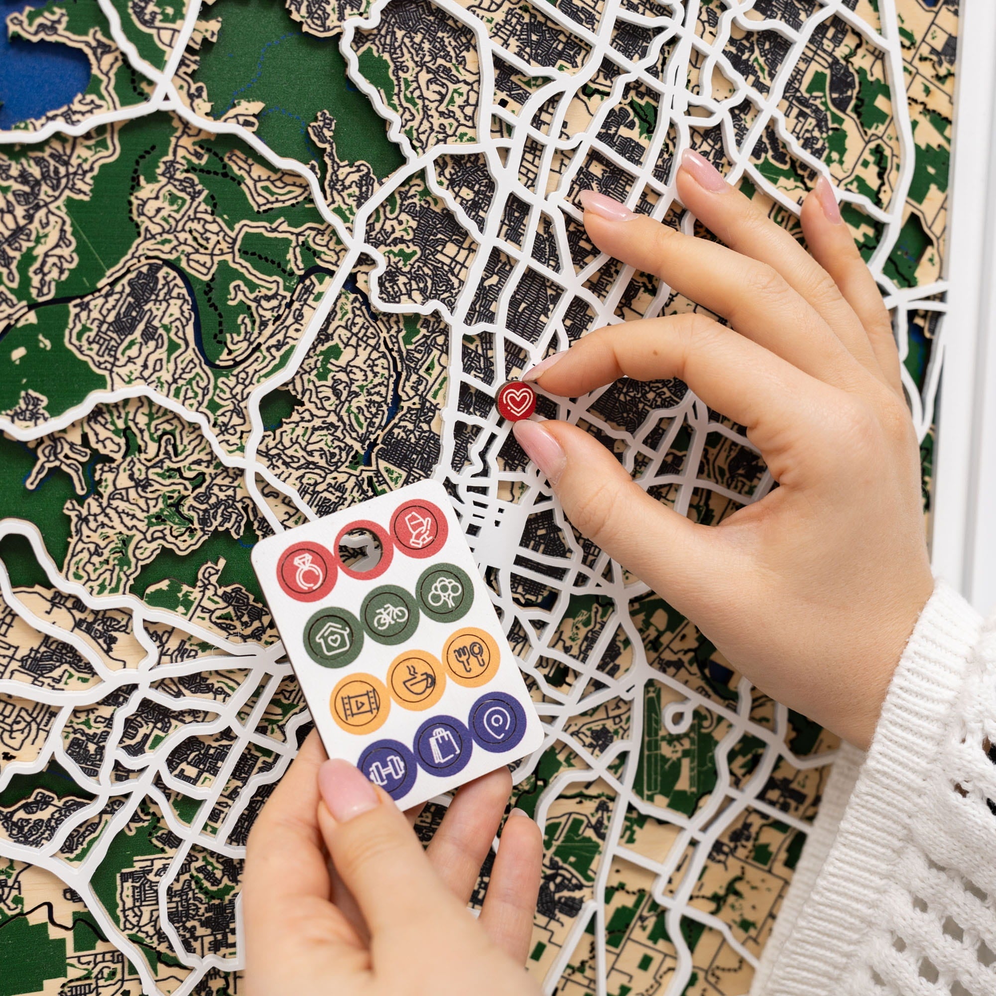 Wooden Map Pins - Lifestyle Icons for Travel Maps and Decor