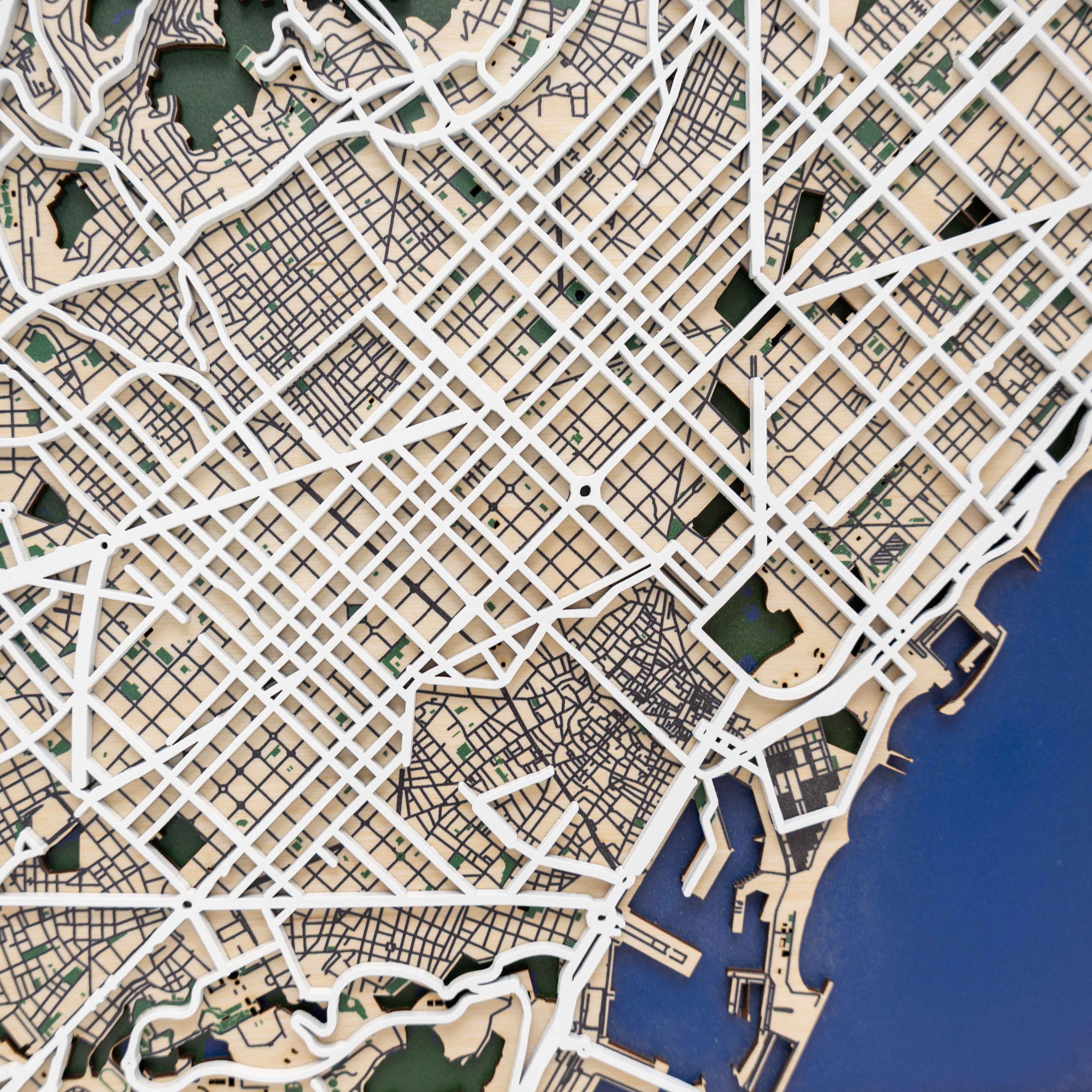 3D Barcelona City Map Wood Wall Decor - Artistic Catalan Gift
