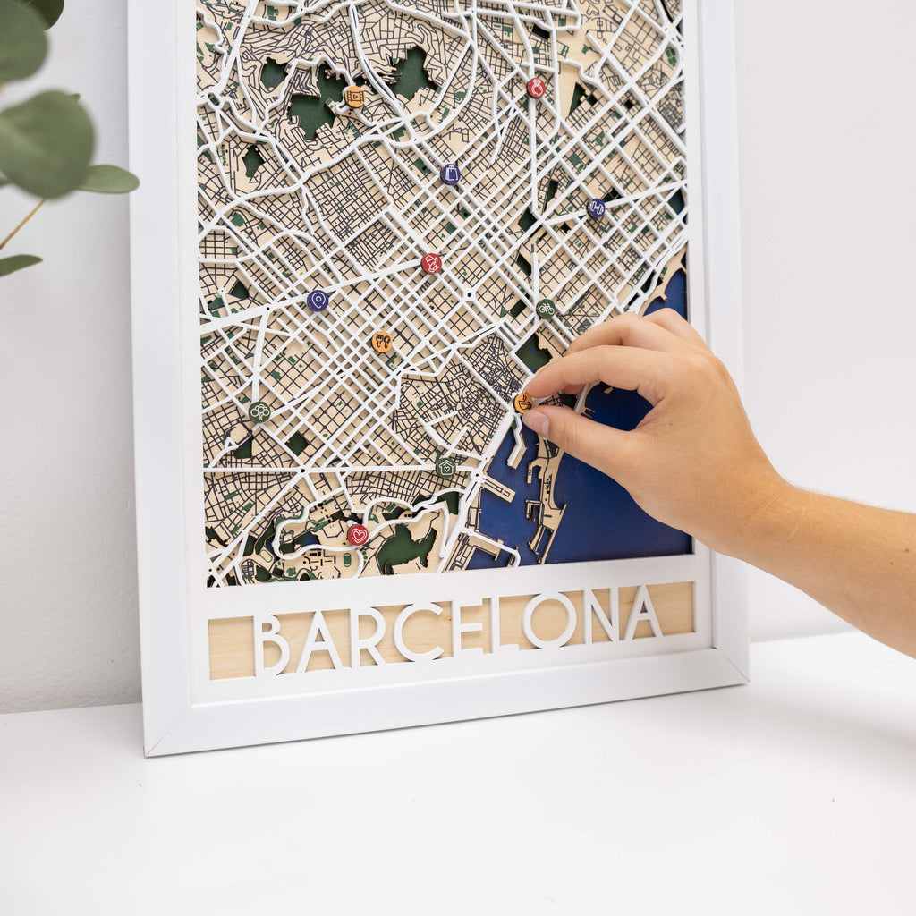 3D Barcelona City Map Wood Wall Decor - Artistic Catalan Gift