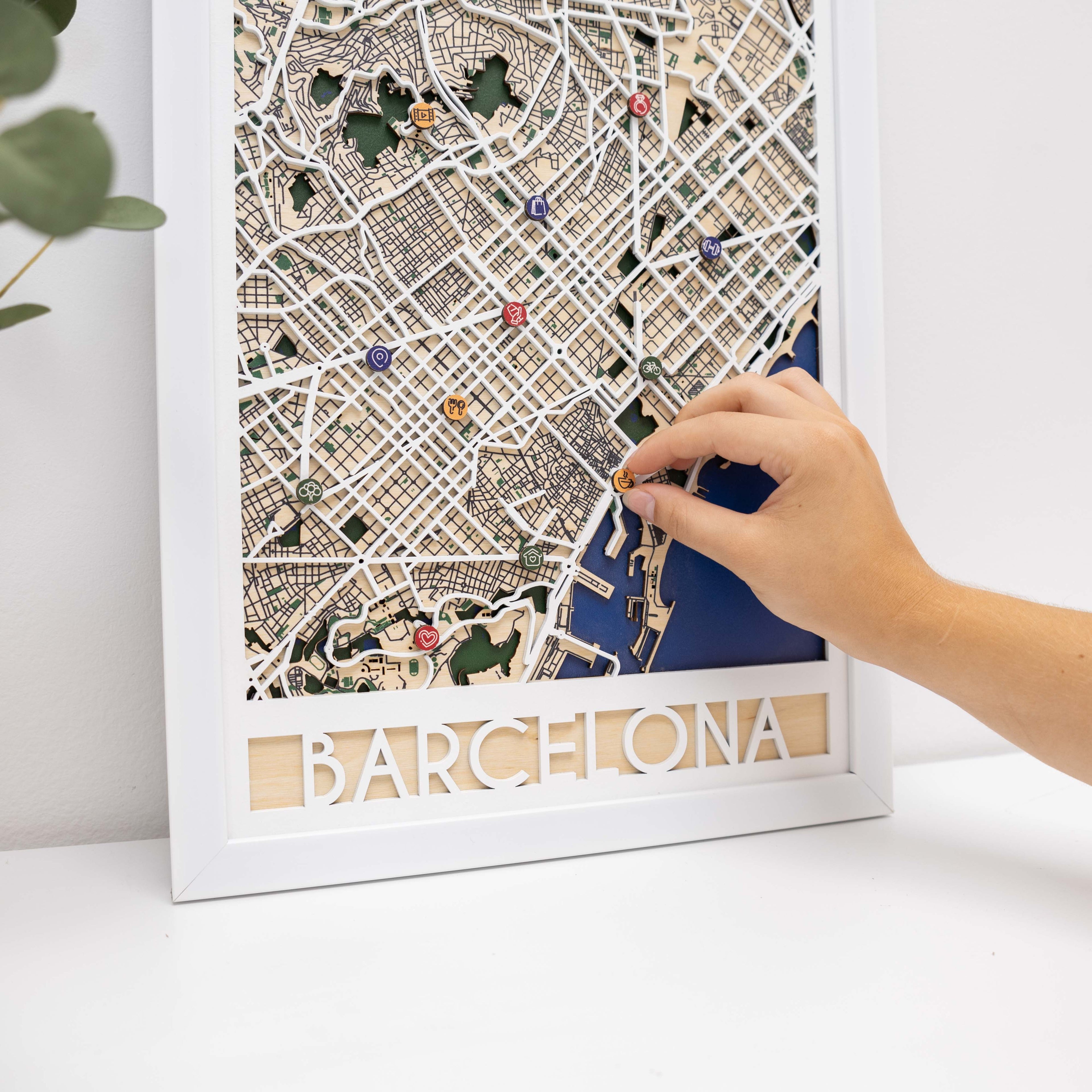 3D Barcelona City Map Wood Wall Decor - Artistic Catalan Gift