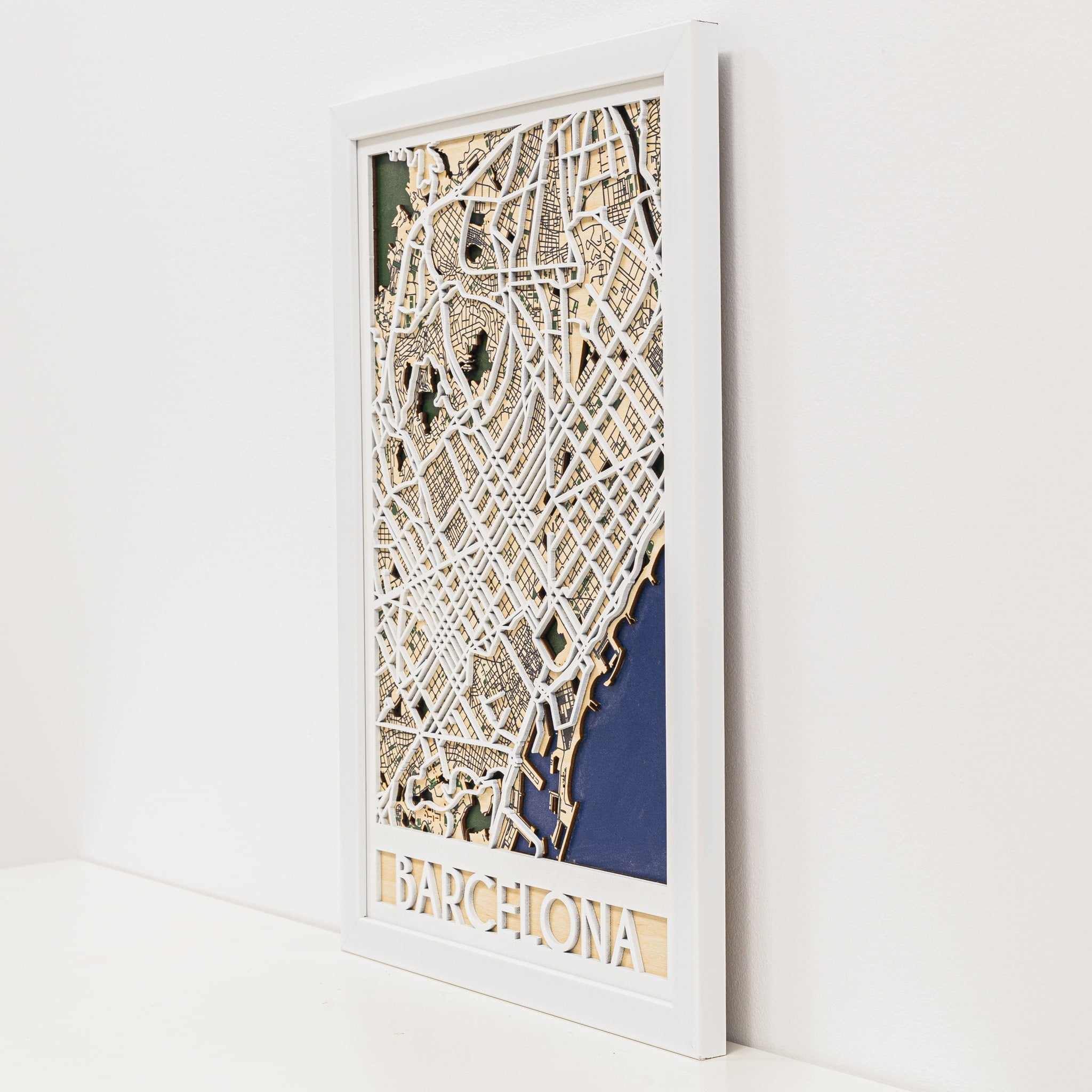 3D Barcelona City Map Wood Wall Decor - Artistic Catalan Gift