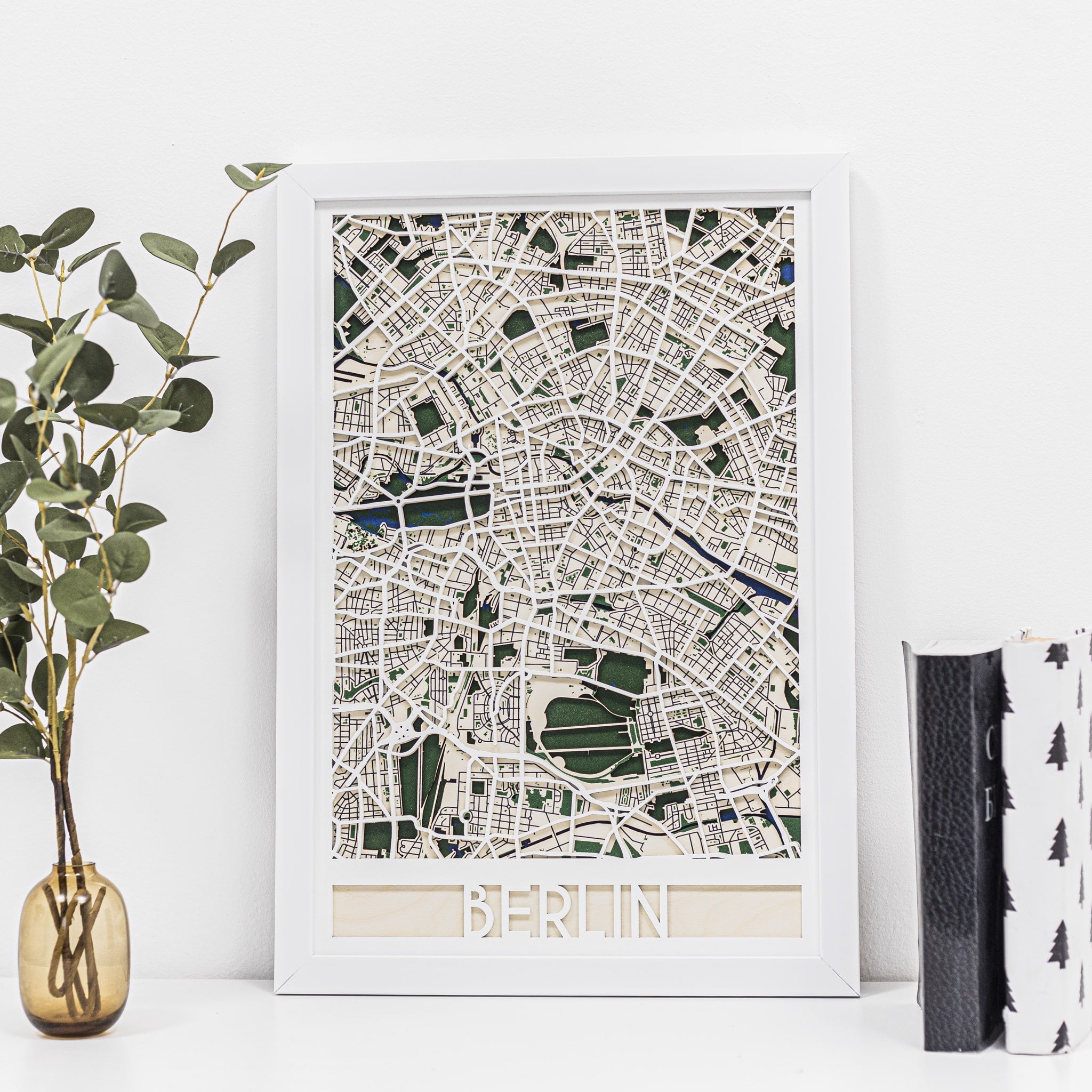3D wooden wall art map of Berlin city streets and layout by Enjoy The Wood