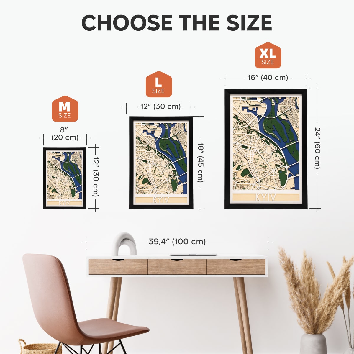 3D City Map Kyiv Wooden Wall Art Modern Geometric Map Decor