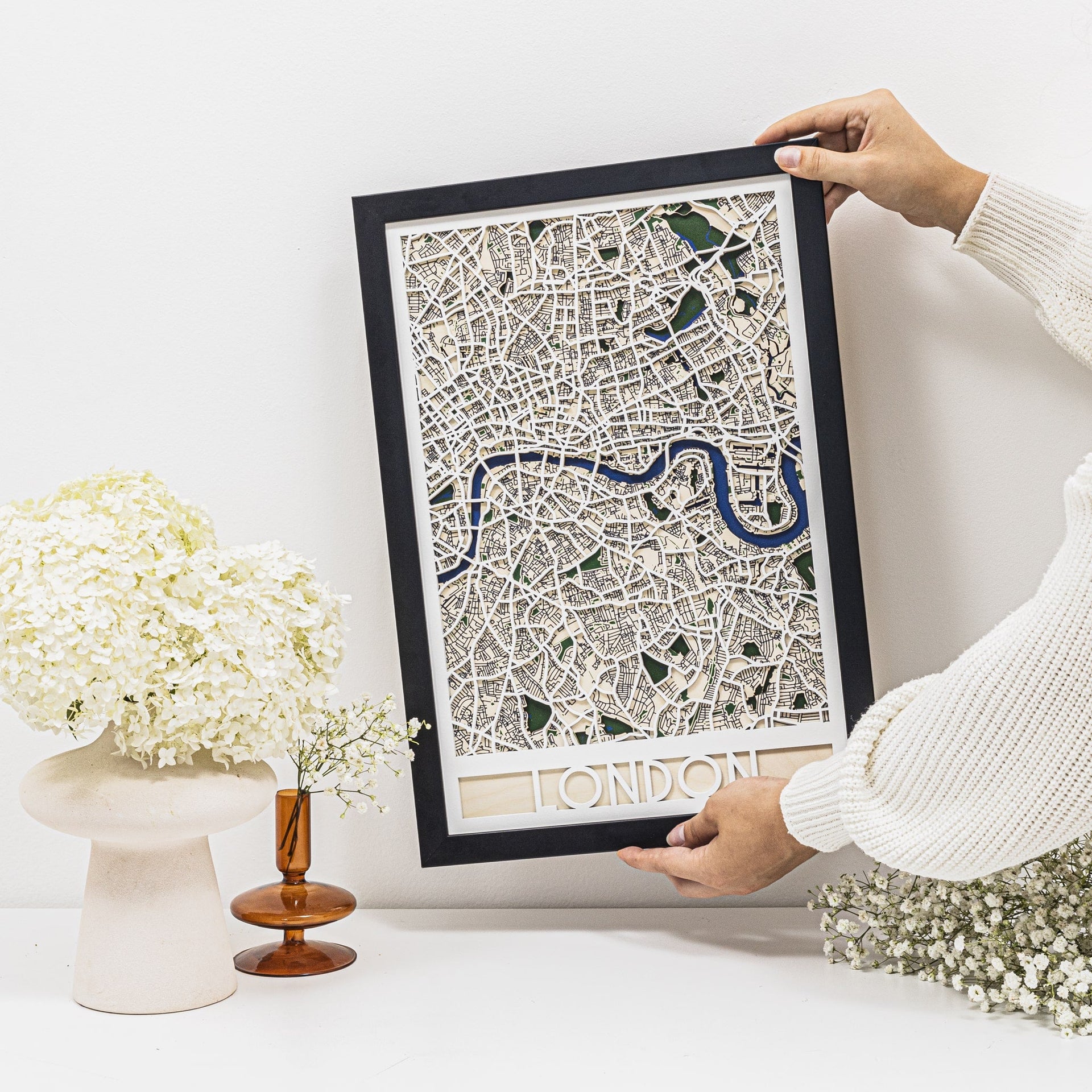 3D London City Map: Modern Minimalist Geometric Wall Art