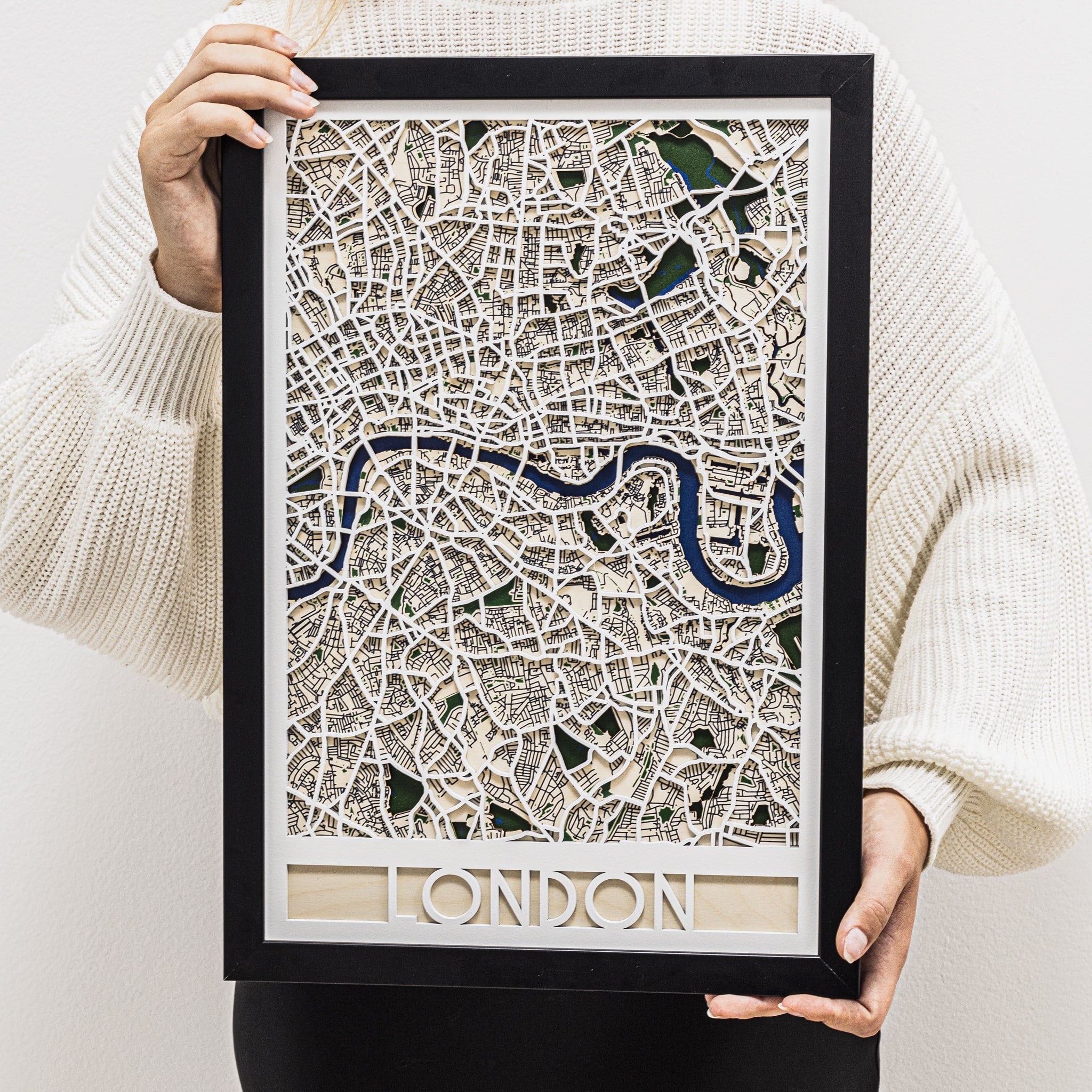 3D London City Map: Modern Minimalist Geometric Wall Art